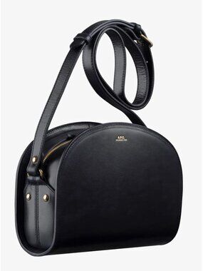 A.P.C. Black Leather Crossbody Saddle Bag